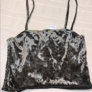 Olive green velvet tank
